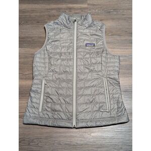 Patagonia Nano Puff Vest Womens Medium Feather Grey Quilted Full Zip 84247